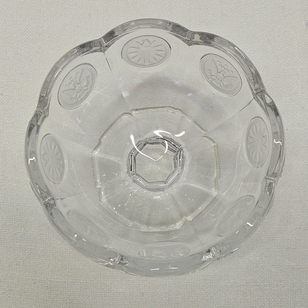 Fostoria Sherbet Dish Coin Clear Eagle Centennial 1886 Footed Glass Dessert Bowl